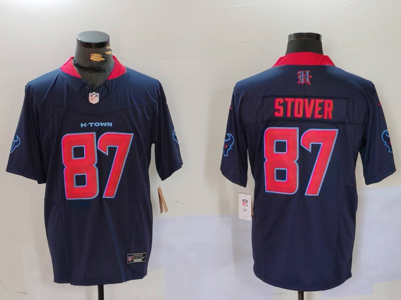 Men's Houston Texans Cade Stover #87 Navy 2nd Alternate Jersey